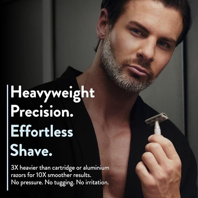 Rockwell Razors 6S Matte Silver Safety Razor for Sensitive Skin. Reduces Razor Burn and Irritation. Comes with 6 Adjustable Shave Settings and 5 Recyclable Blades. Reusable Razor for Men and Women.