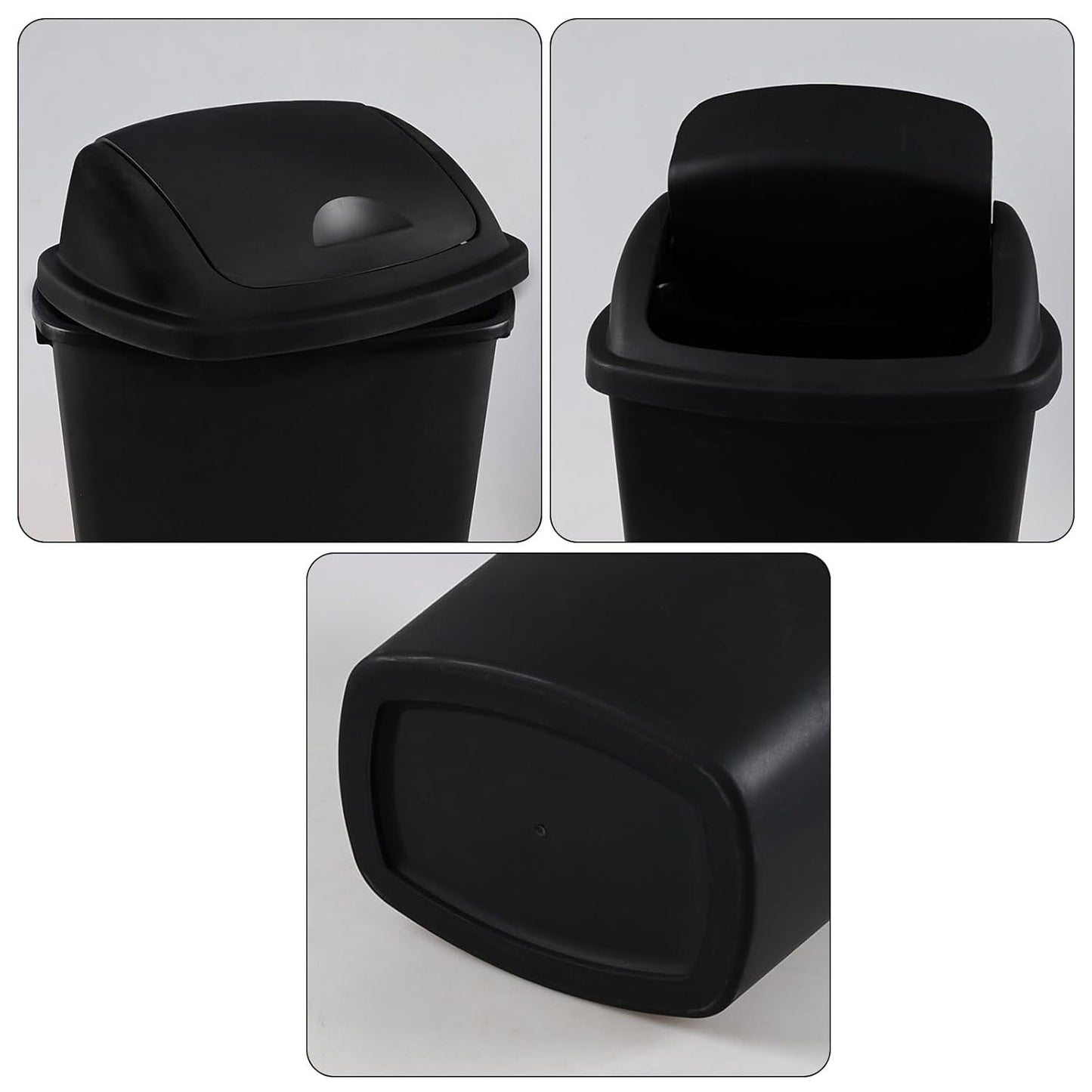 4-Pack 6 Gollons Garbage Bin with Lid, Black Swing Top Trash Can