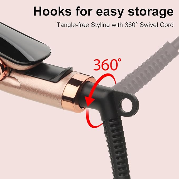 Hair Straightener with Ceramic Floating Plates for Sleek, Smooth & Soft, Dual Voltage Digital Display 150°C–230°C Ceramic Hair Flat Iron and Curler 2 in 1 for All Hair Types