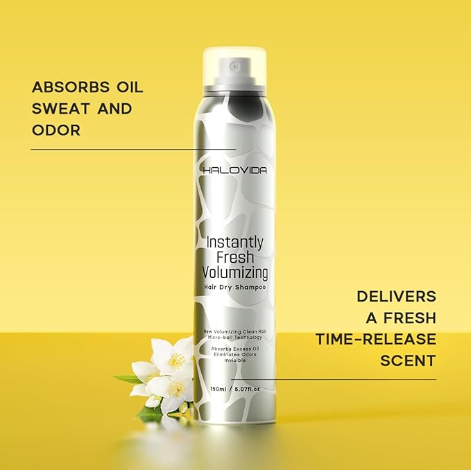 HALOVIDA Dry Shampoo for Women, Dry Scalp Shampoo Spray for Dark Hair Leaves No White Residue, Absorb Oils, Volumizing & Refresh Hair for 72 Hours, 5.07 Fl Oz((Pack of 2)