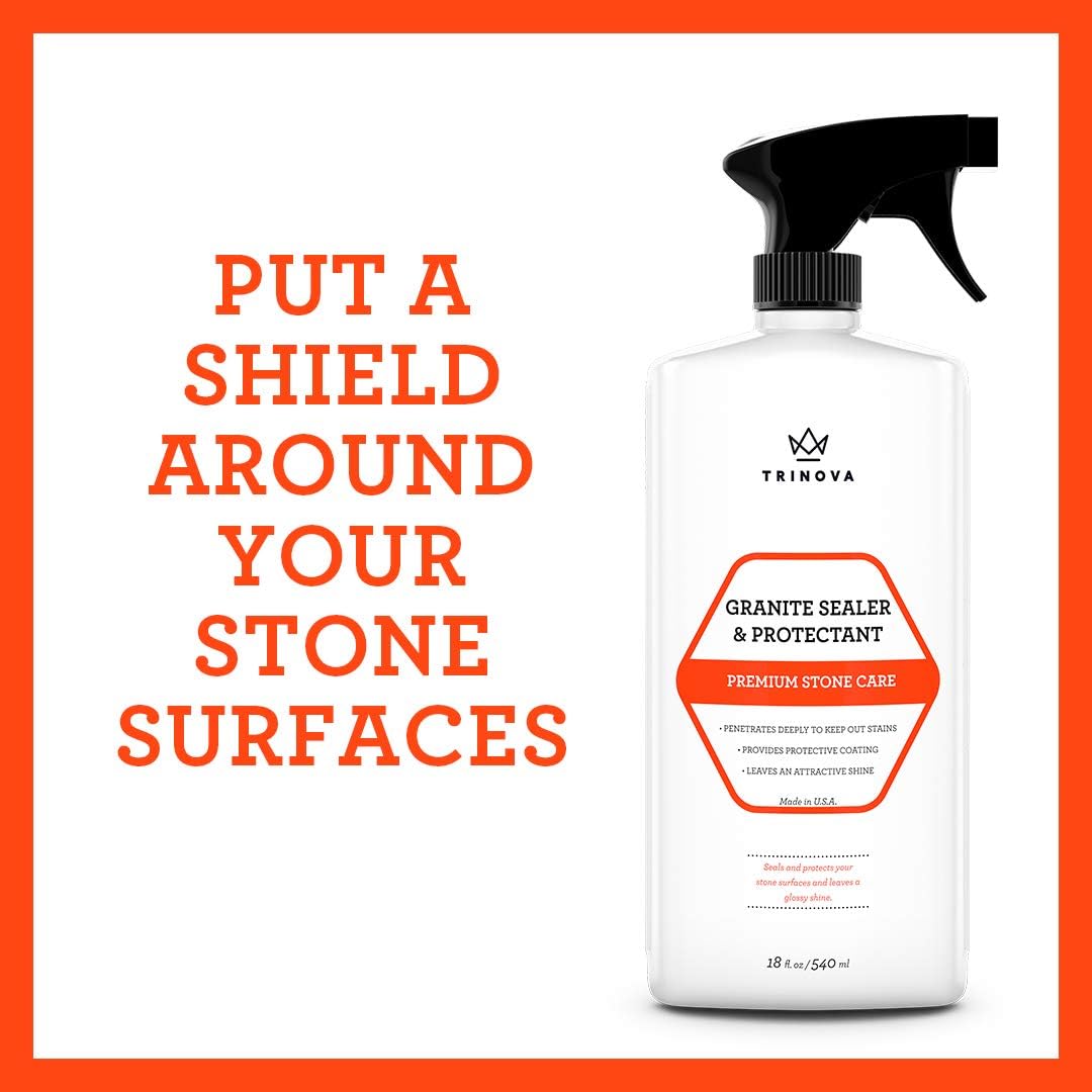 TriNova Granite Sealer & Protector Gallon Refill- Made in USA, Best Stone Polish, Protectant & Care Product - Easy Maintenance for Clean Countertop Surface, Marble, Tile 128 fl oz