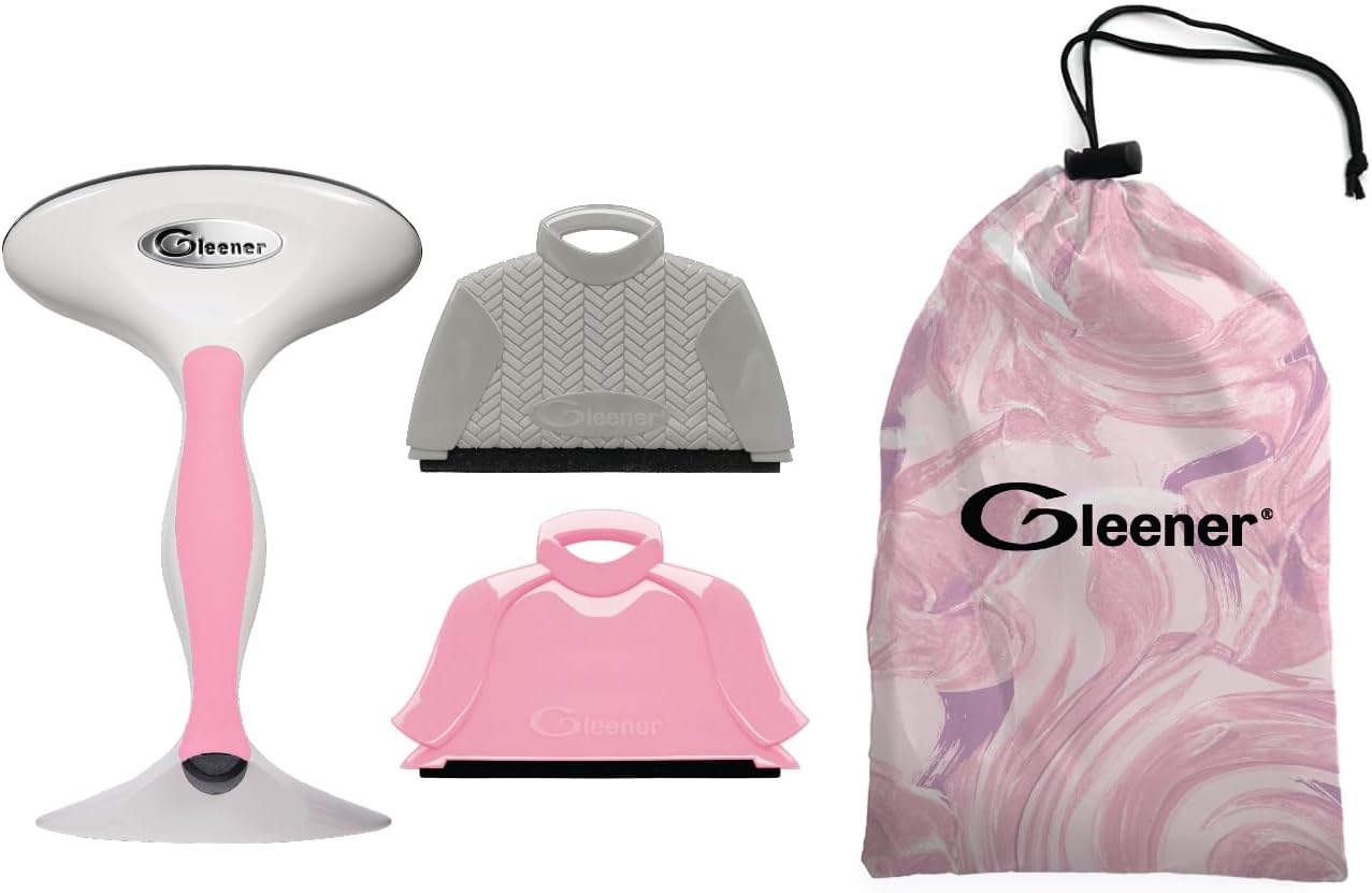 GLEENER Battery-Free Fabric Shaver & Lint Brush + Sweater Saver Gift Bundle | Adjustable Depiller for Clothing & Furniture (Pink Provence)