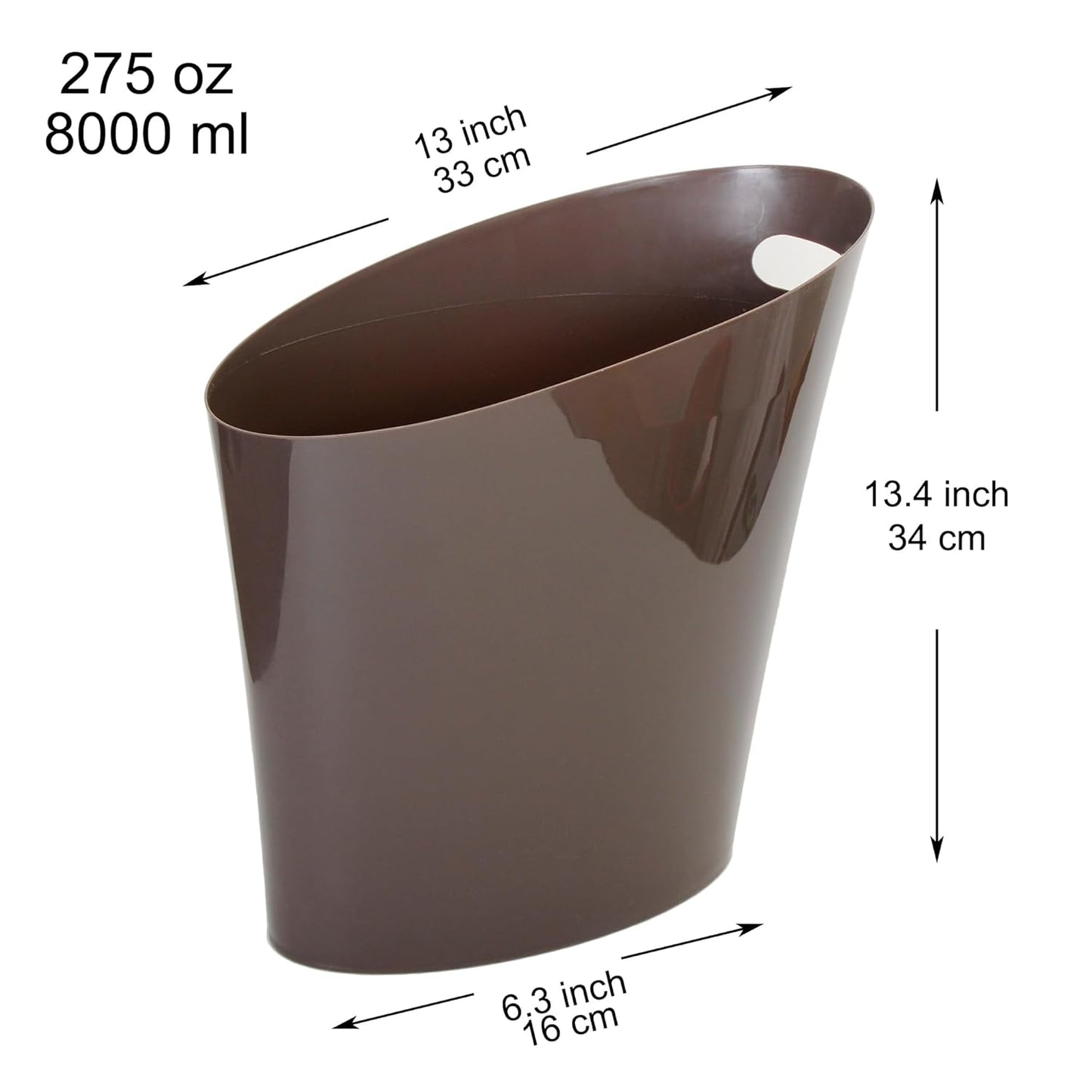 Youngever 2 Gallon Slim Trash Can, Plastic Garbage Container Bin, Small Trash Bin with Handles for Home Office, Living Room, Study Room, Kitchen, Bathroom (2 Pack) (Brown)