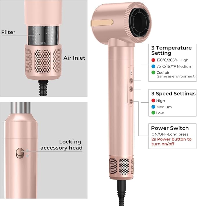 7 in ONE Hair Dryer Brush, Powerful Blow Dryer Brush with Auto- Wrap Curler, Detachable Fast Drying, Volumizing, Curling, Straightening, Ionic Hair Dryer with Diffuser, Hair Styling Tools 100-120V