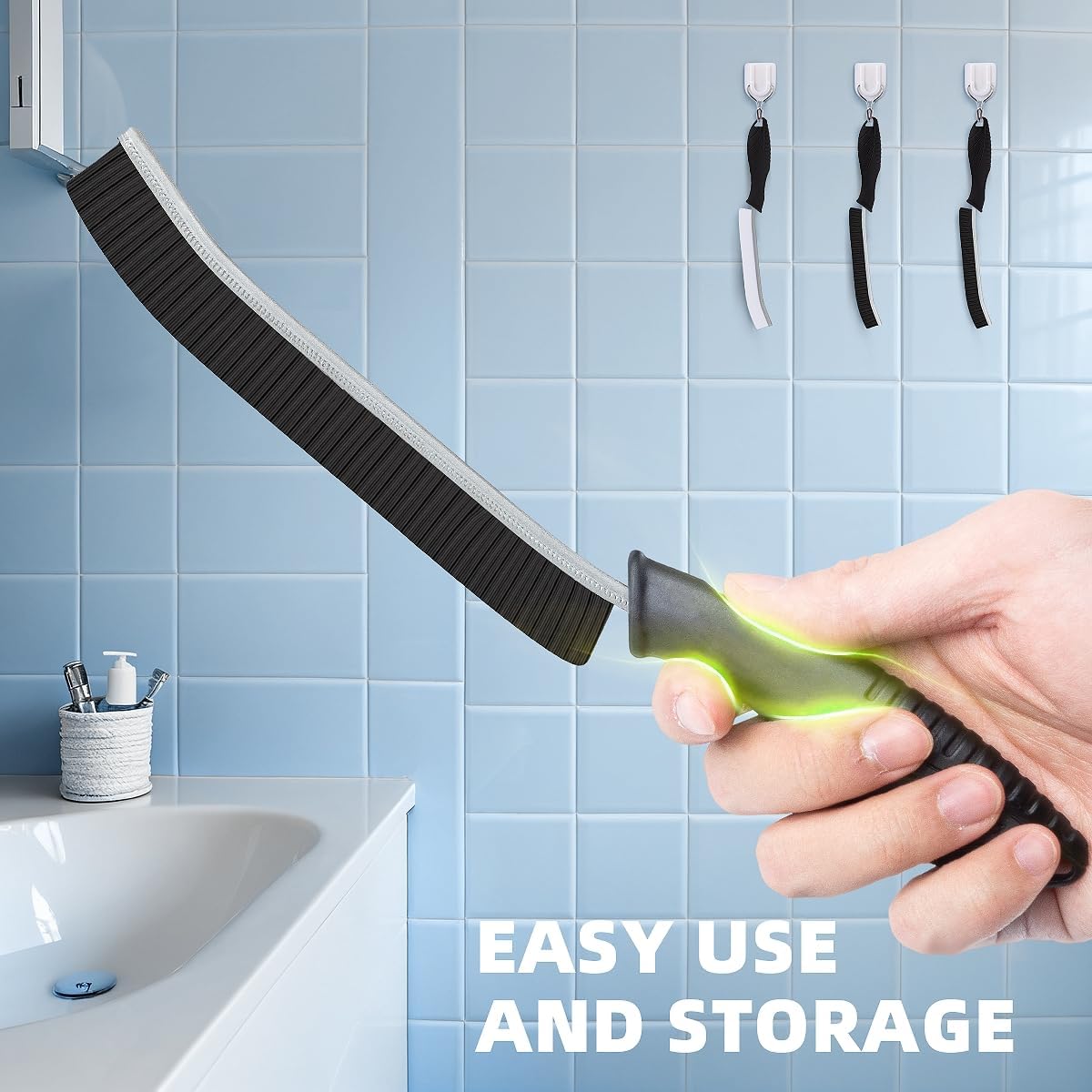 Hard Bristle Crevice Cleaning Brush-Thin Gap Scrub Brush, Small Cleaning Brush, Grout Brush, Kitchen Brush, Cleaning Tools for Toilet, Bathroom, Sink, Home, Household, Window (6, Light Blue)