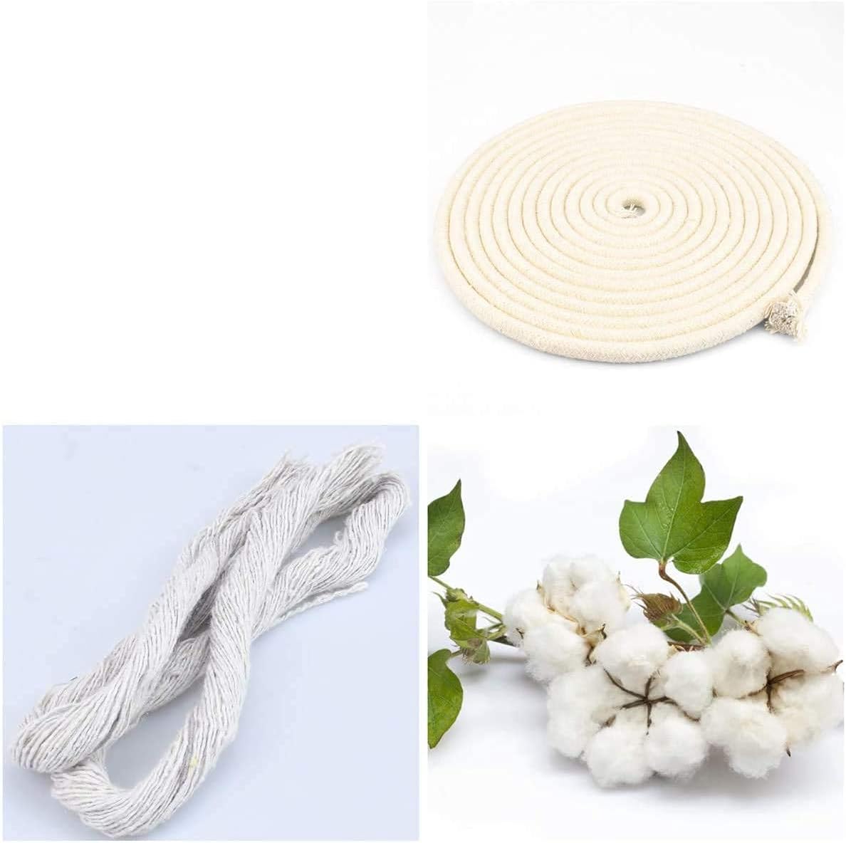 1/4 Inch Natural Cotton Rope, White Craft Rope Clothesline, Used for DIY Rope Baskets, Handicrafts, Candle Wicks, etc, 6MM, 39 Feet.