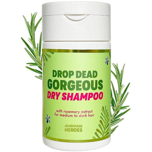Handmade Heroes Dry Shampoo with Rosemary Oil for Hair Growth Healthier Looking Hair Volumizing Non Aerosol Drop Dead Gorgeous Dry Shampoo Rosemary 1.8oz (Medium to Dark 1pc)