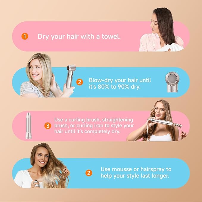 [500 Million Negative lons] Hair Dryer Brush 6 in 1, 140,000 RPM One Step Professional Hot Air Brush Set for Fast Drying, Curling Drying, Straightening Combing, Best for Straight and Wavy Hair