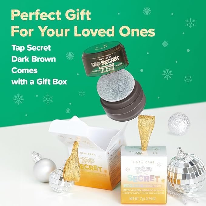 I DEW CARE Biotin Clarifying Dry Shampoo - Tap Secret Dark Brown Limited Edition | Strengthening & Volumizing, Powder Type, Refillable, Travel size, Non-aerosol, Brunette, Korean Ginseng, 0.27 Oz