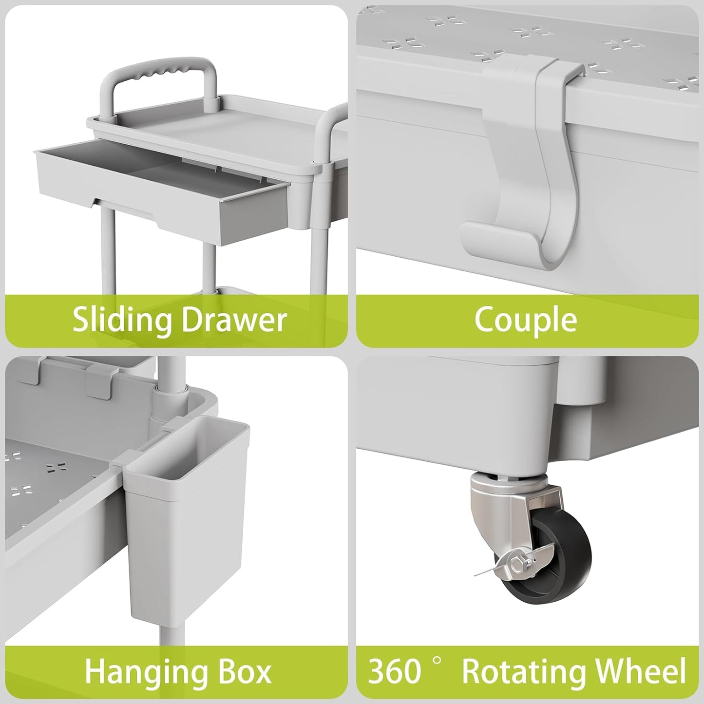 5 Tier Rolling Cart Organizer,Bathroom Cart Organizers with Wheels Laundry Room Organization Mobile Shelving Unit Utility Cart Storage Shelves Multi-Functional for Office, Home(Grey)