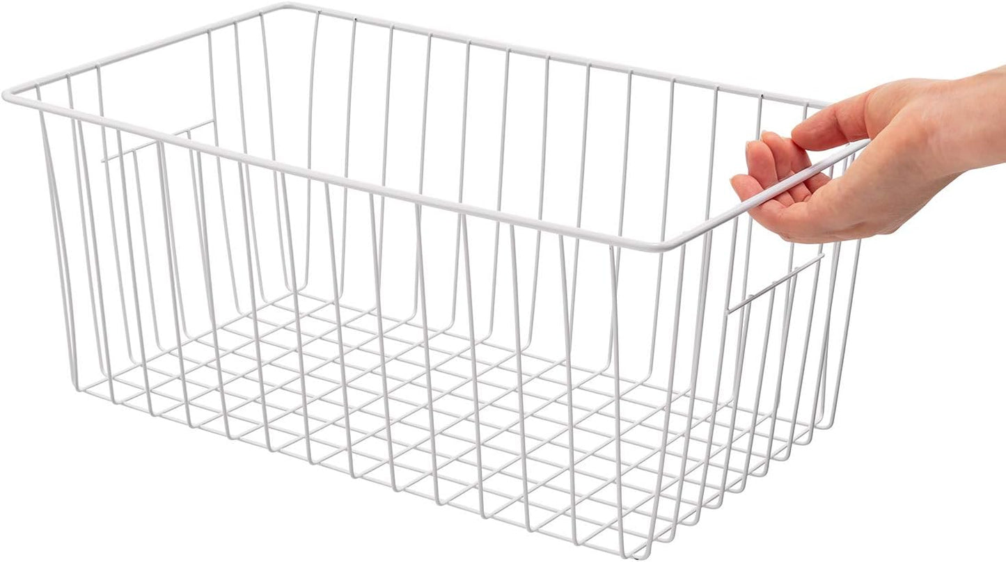 16inch Upright Freezer Organizer Baskets for 13-14,16-21 cu.ft Standup Freezer, Settle freezer chaos and reduce food waste effectively, Durable, Fully Use Space, Improve Air Circulate, White, 4pcs