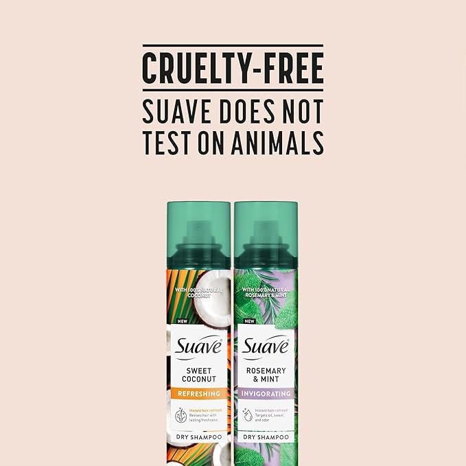 Suave+ Dry Shampoo Spray Variety 2-Pack – Invigorating Rosemary & Mint, Refreshing Sweet Coconut, 4.3 Oz Ea