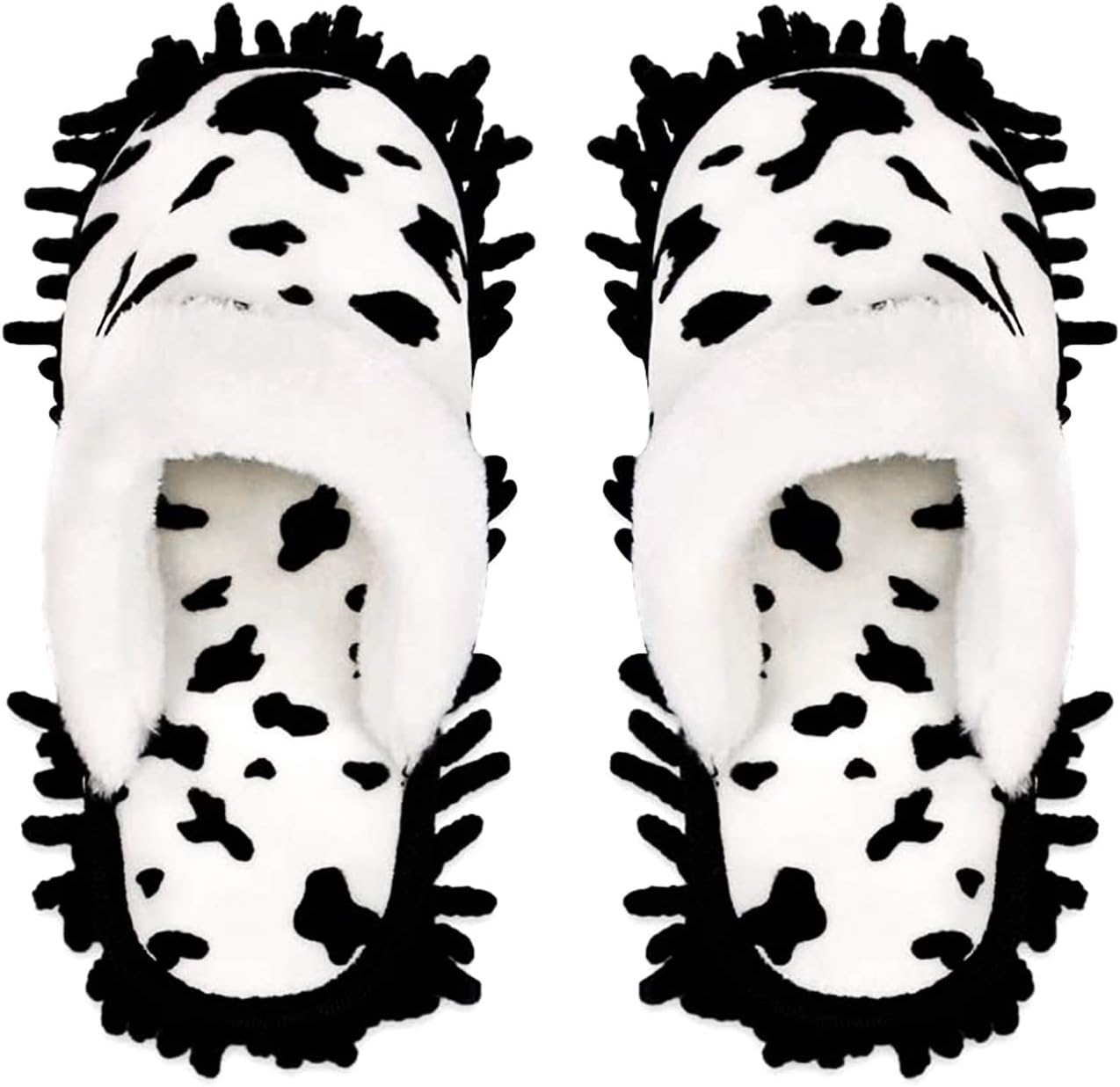 Microfiber Floor Mop Slippers House Dust Cleaning Tool Detachable Washable Shoes for Kitchen House Cleaning (Women 7-10/Men 5-8, Cow pattern)