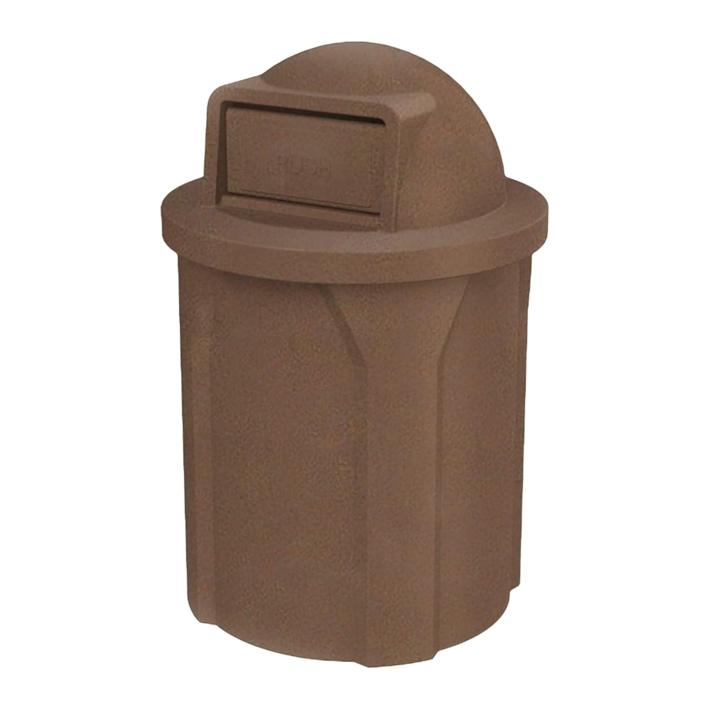 42 Gallon Circle 100% Recycled Plastic Heavy Duty Outdoor Commercial Trash Can with Push Open Dome Lid and Internal Liner - Great for Schools and Businesses - Brown Granite