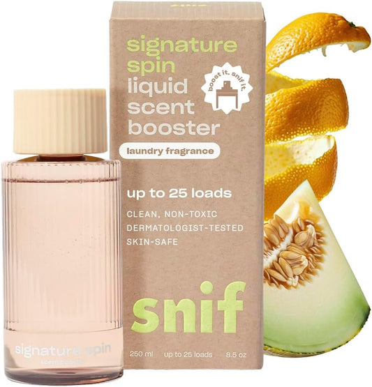 Snif Signature Spin Scent Booster, Classic, Clean and Crisp Scent, 25 Loads, Non-Irritating to Skin, Clean, Non-Toxic, Vegan, Cruelty Free, 8.5oz