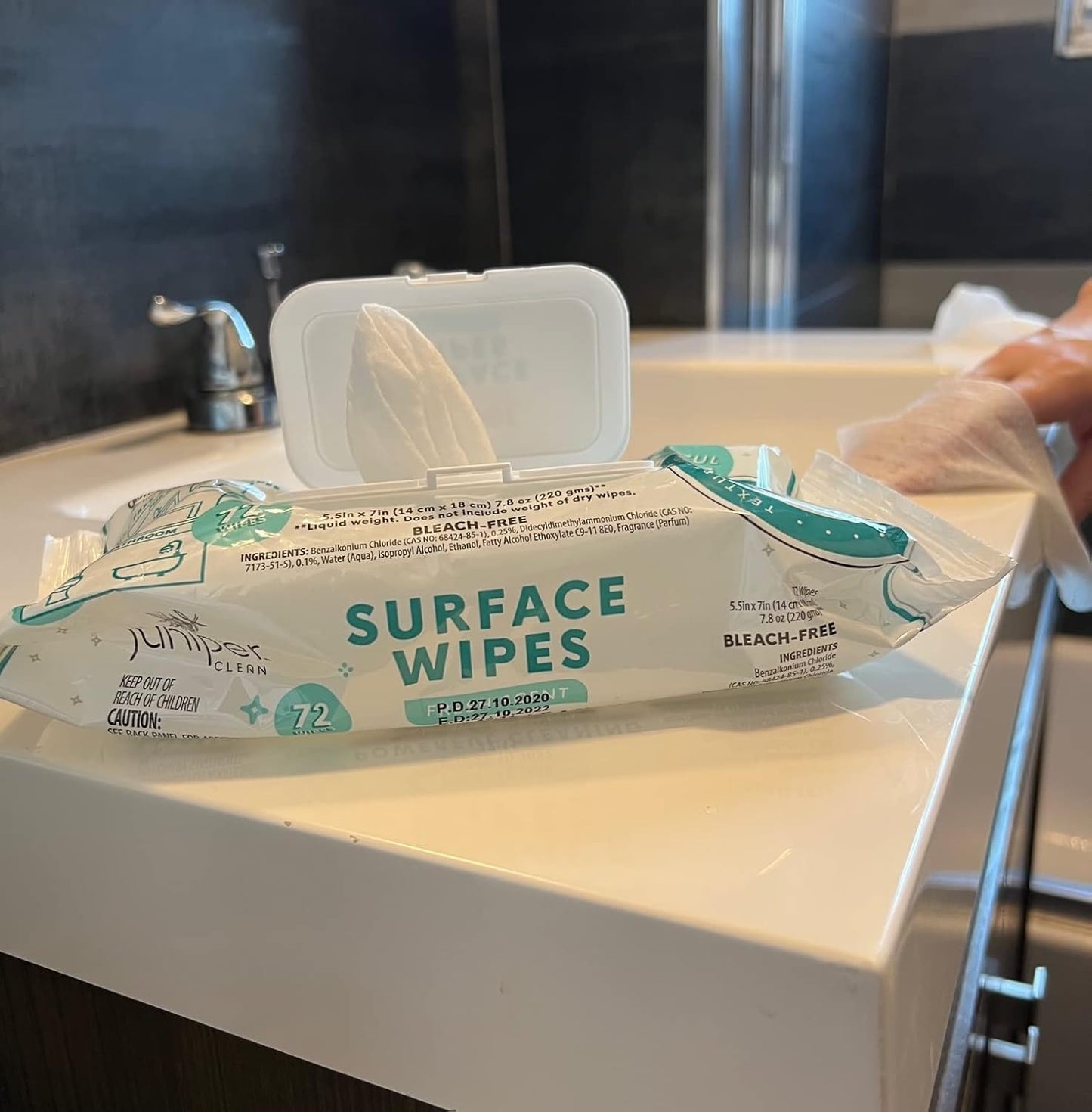 6 Pack Surface Cleaning Wipes Bleach Free, All-Purpose Cleaner for Bathroom, Kitchen, Office, 72 Count Soft Flow, Fresh Scent, Lint Free & Durable