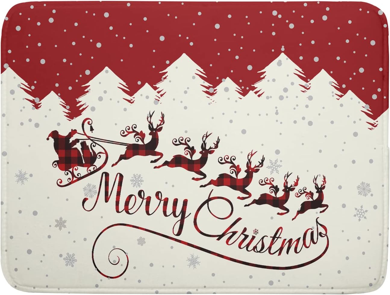 Christmas Moose Dish Drying Mat 18x24 for Winter Santa Claus Kitchen Counter Decor Absorbent Reversible Microfiber Deers Animal Dishes Pad Dish Drainer Rack Mats Kitchen Accessories