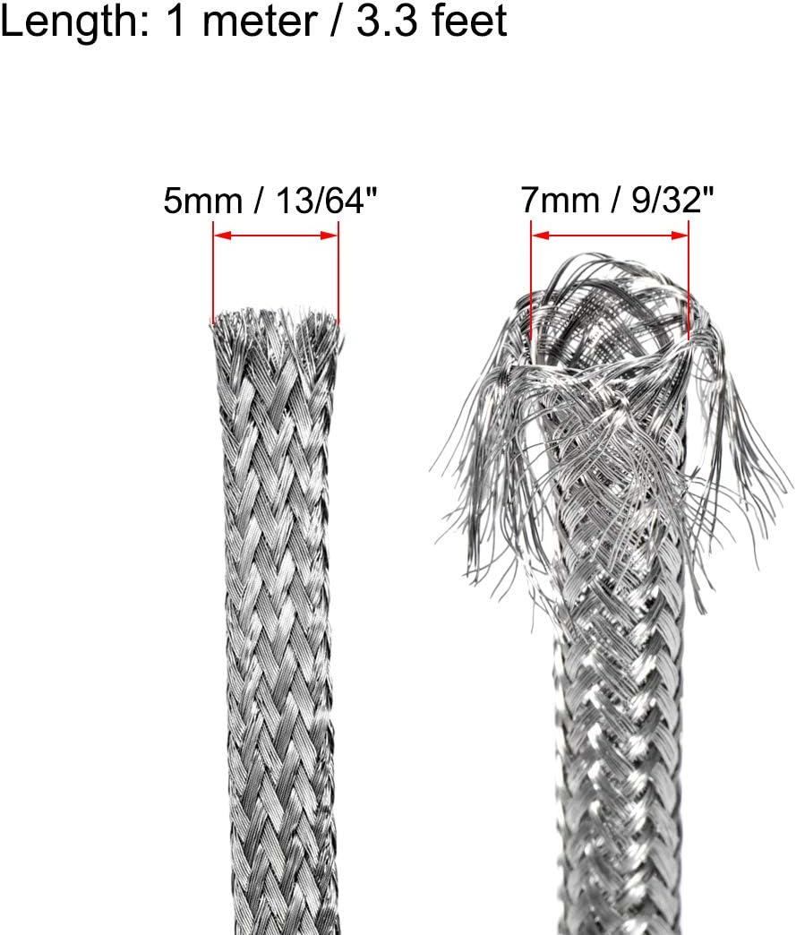 uxcell 3.3Ft - 13/64 Inch 304 Stainless Steel Sleeving Expandable Hose Cover