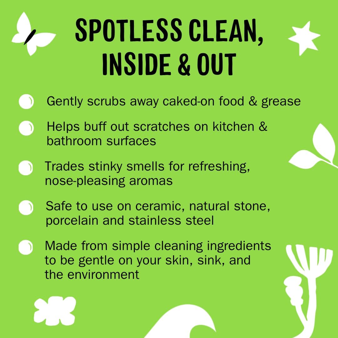 Molly's Suds Sink and All Purpose SCRUB | Gently Removes Stains, Scrubs Away Grease & Gime, Buffs out Scratches | Plant and Mineral Based | 2 Pack, Citrus Scent