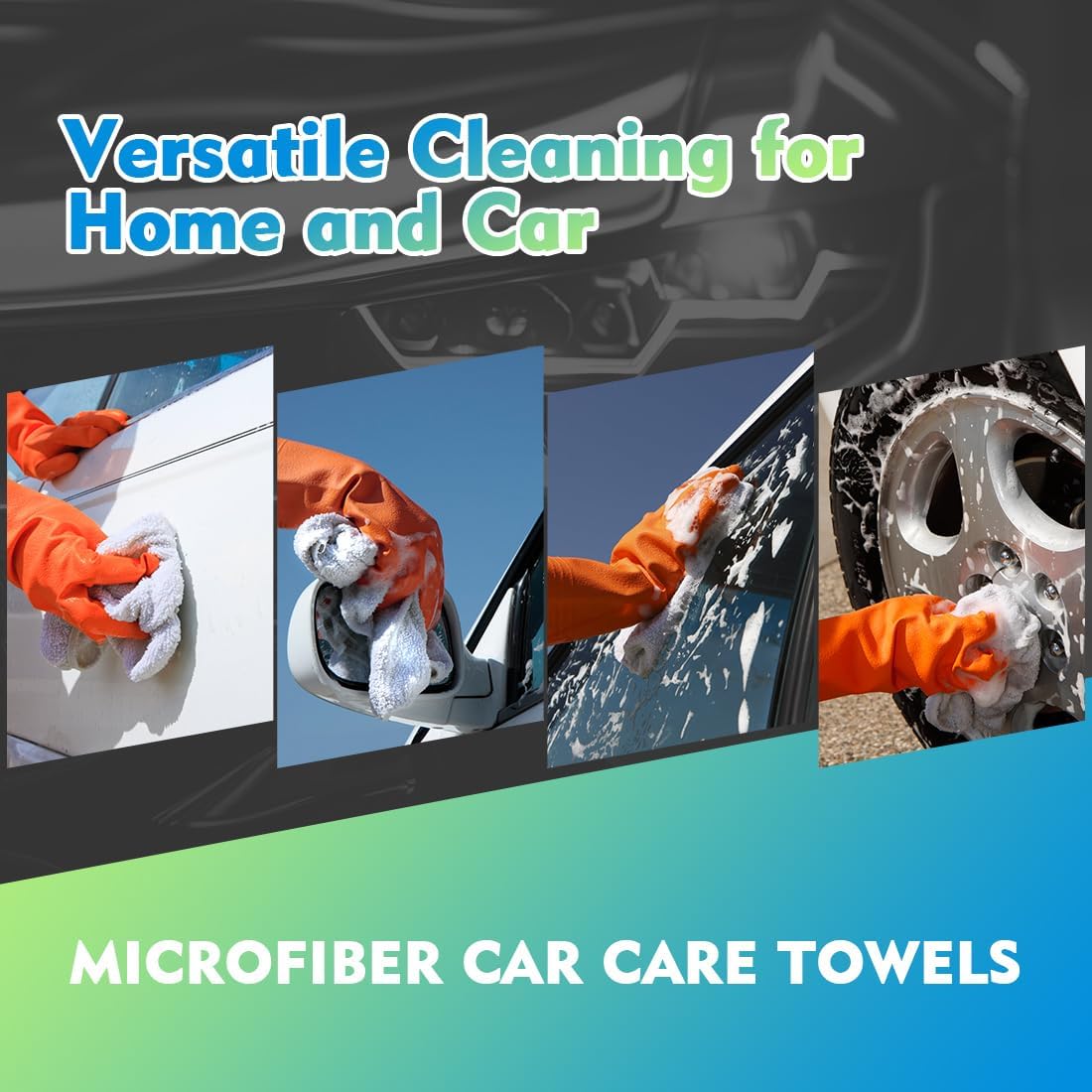 HOMEXCEL White Microfiber Cleaning Cloth 12 Pack, 12.5 x 12.5 inch Microfiber Towels for Cars, Ultra Absorbent Car Washing Cloth, Lint Free Streak Free Cleaning Rags for Car, Kitchen, and Window