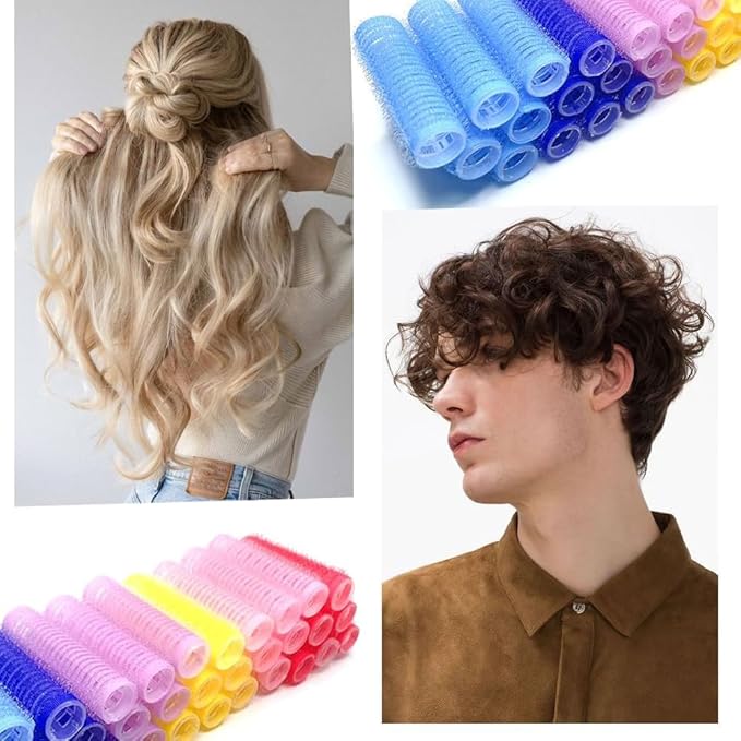 ZMD 18Pcs Self Grip Small Hair Curlers Rollers, Plastic Hair Curlers Heatless Salon Hairdressing Curlers DIY Curly Hair Accessories for Women Girls Short Medium Hair (0.8 x 2.4 Inch)