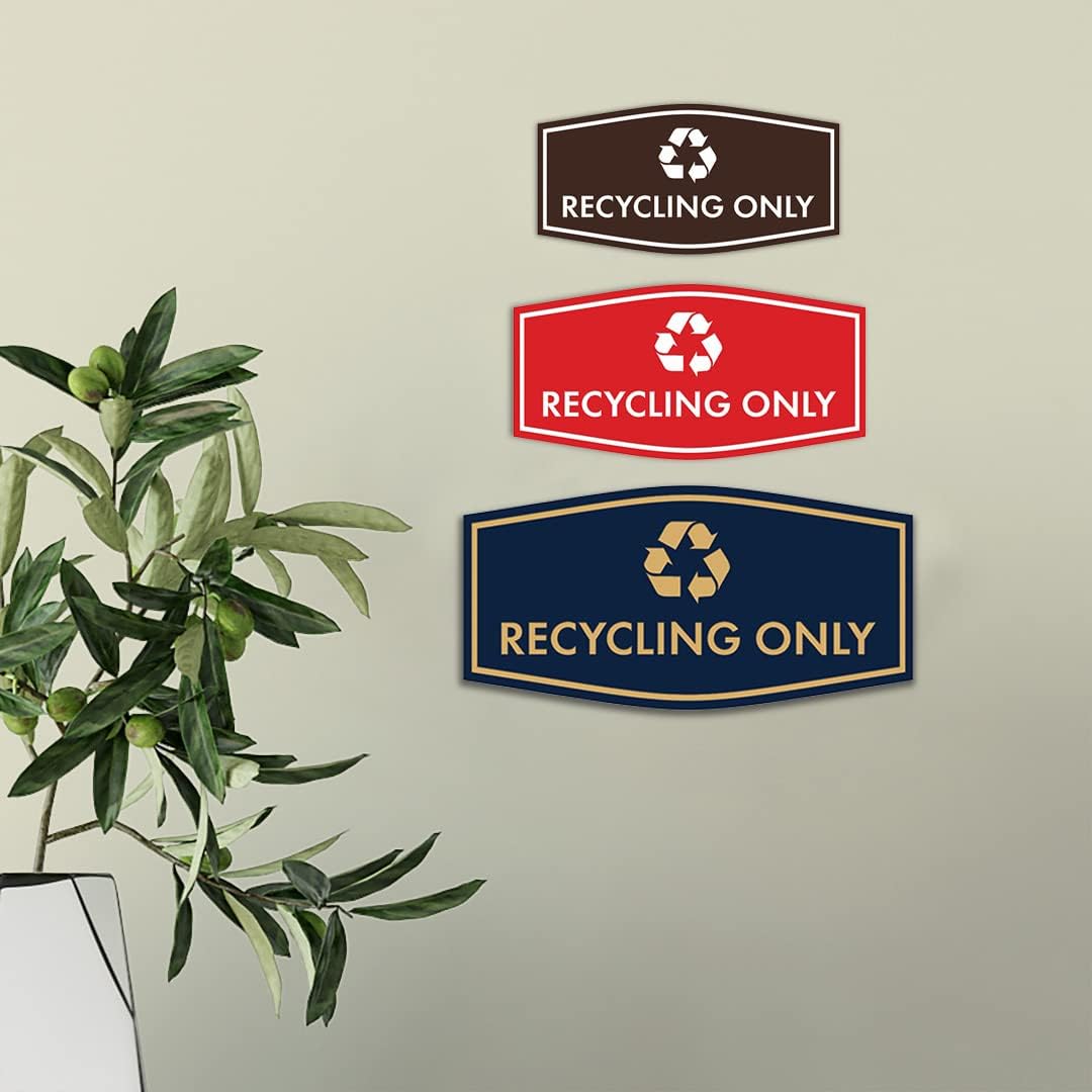 Fancy Recycling Only Sign (Brushed Gold) - Medium