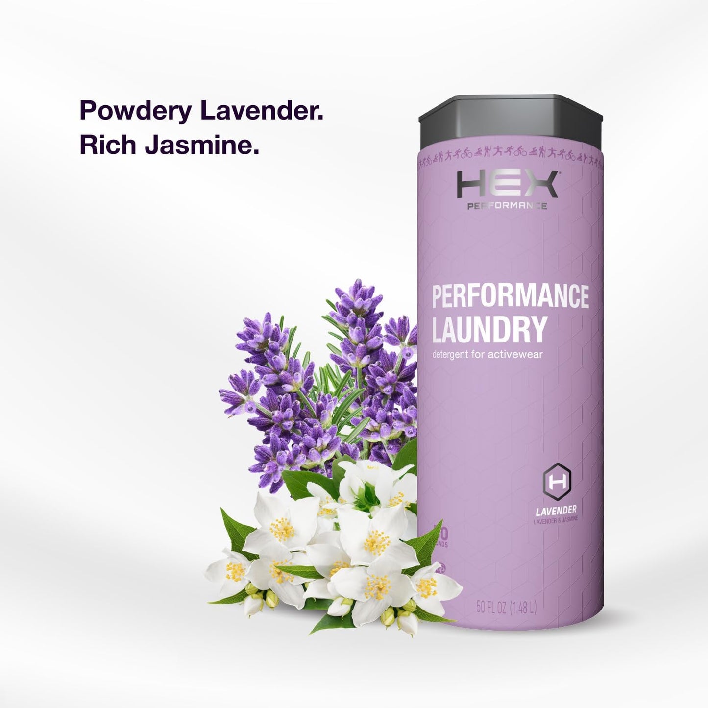 HEX Performance Laundry Detergent, Lavender, 100 Loads (Pack of 2) - Designed for Activewear, Eco-Friendly, Concentrated Formula