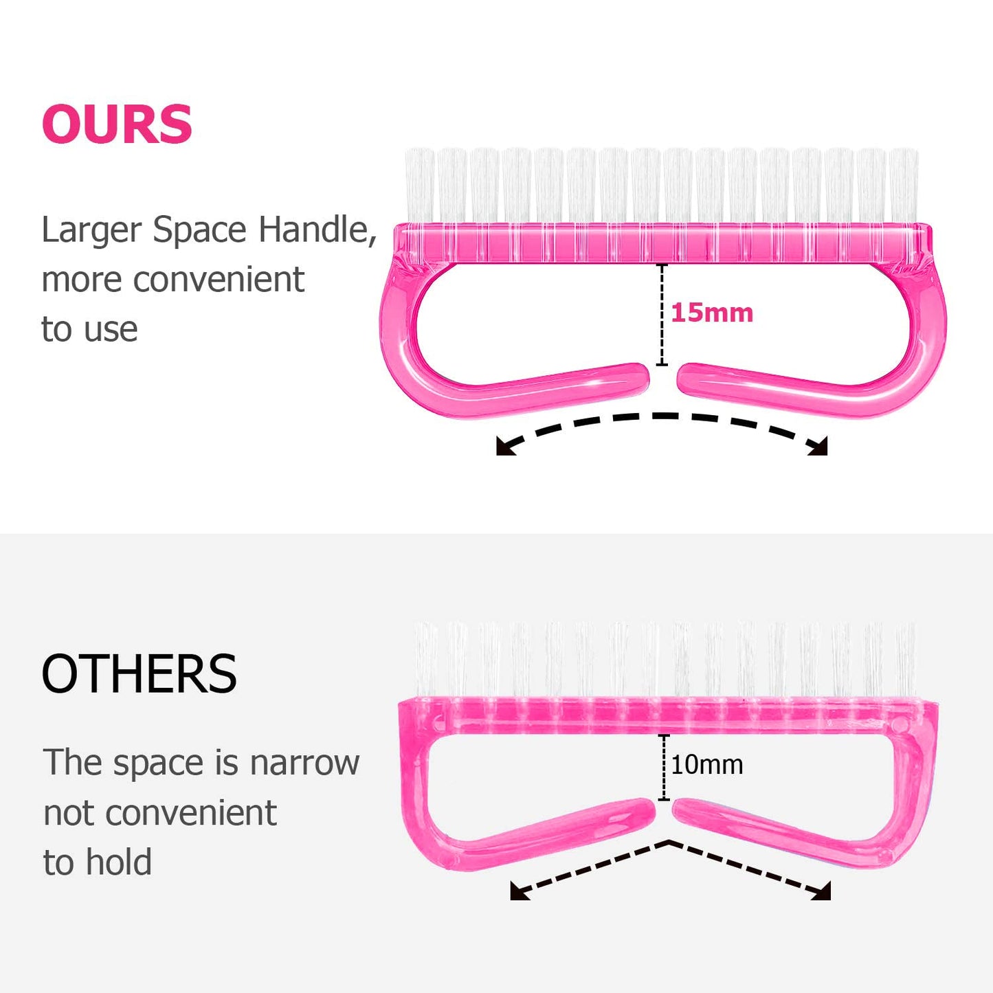 Handle Grip Nail Brush, Hand Fingernail Brush Cleaner Scrubbing Kit Pedicure for Toes and Nails Men Women (4 Pack)