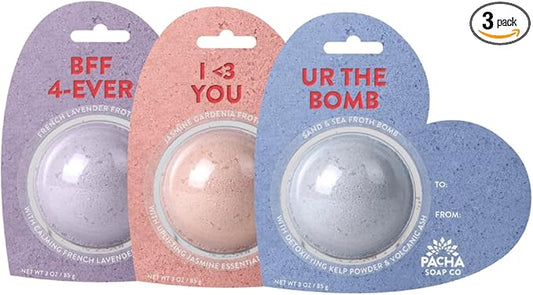 PACHA SOAP Co. Bath Bomb Cards, Variety 3 Pack - Scents of French Lavender, Sand & Sea, and Jasmine Gardenia Nourishing, Moisturizing, Naturally Derived & Handcrafted in The USA