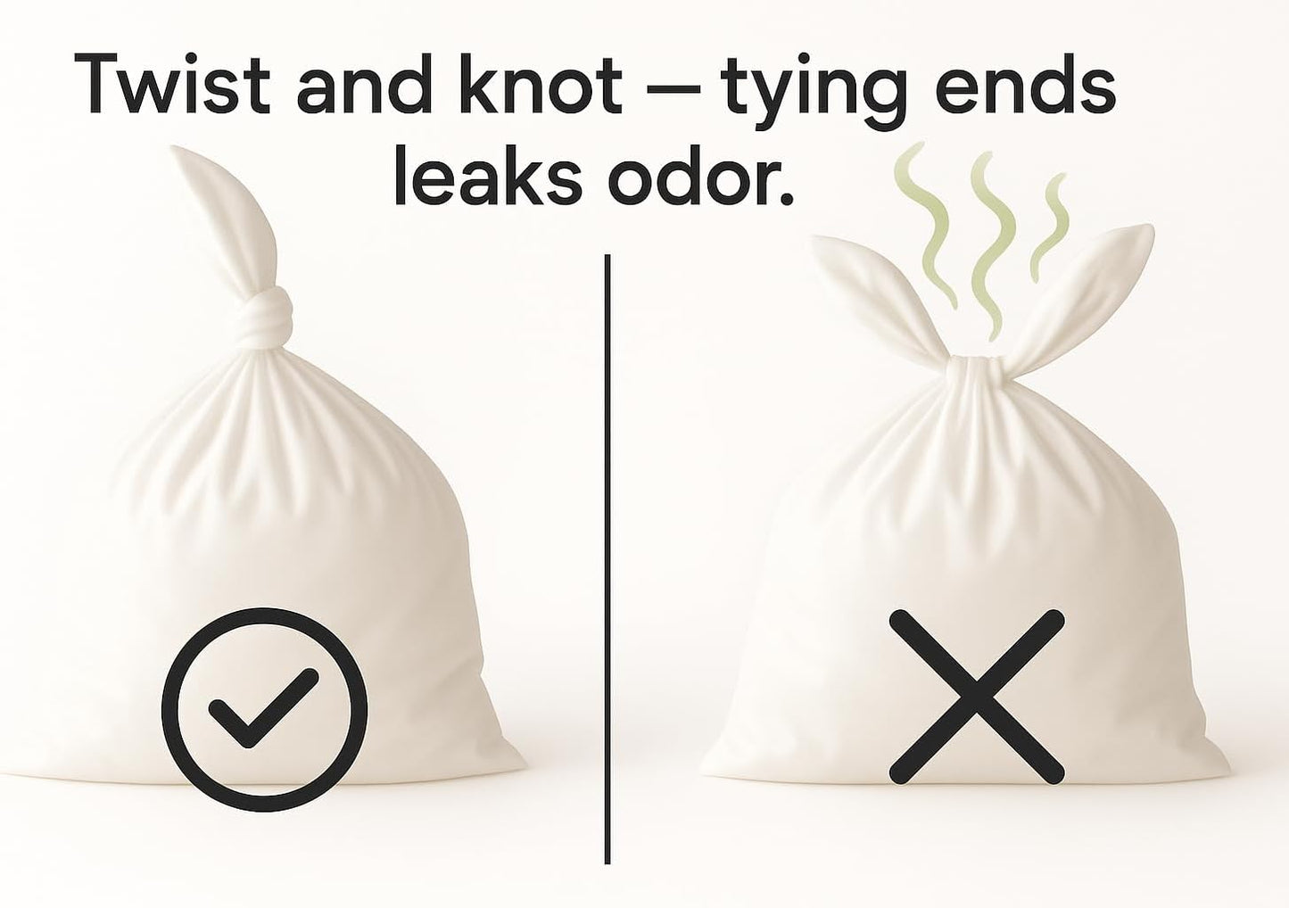 BOS, Odor-Sealing Dirty Diaper Trash Bags - Disposable Bags - Scent & Smell Free, 200Bags, (Color: Cream Yellow) (Pack of 1)