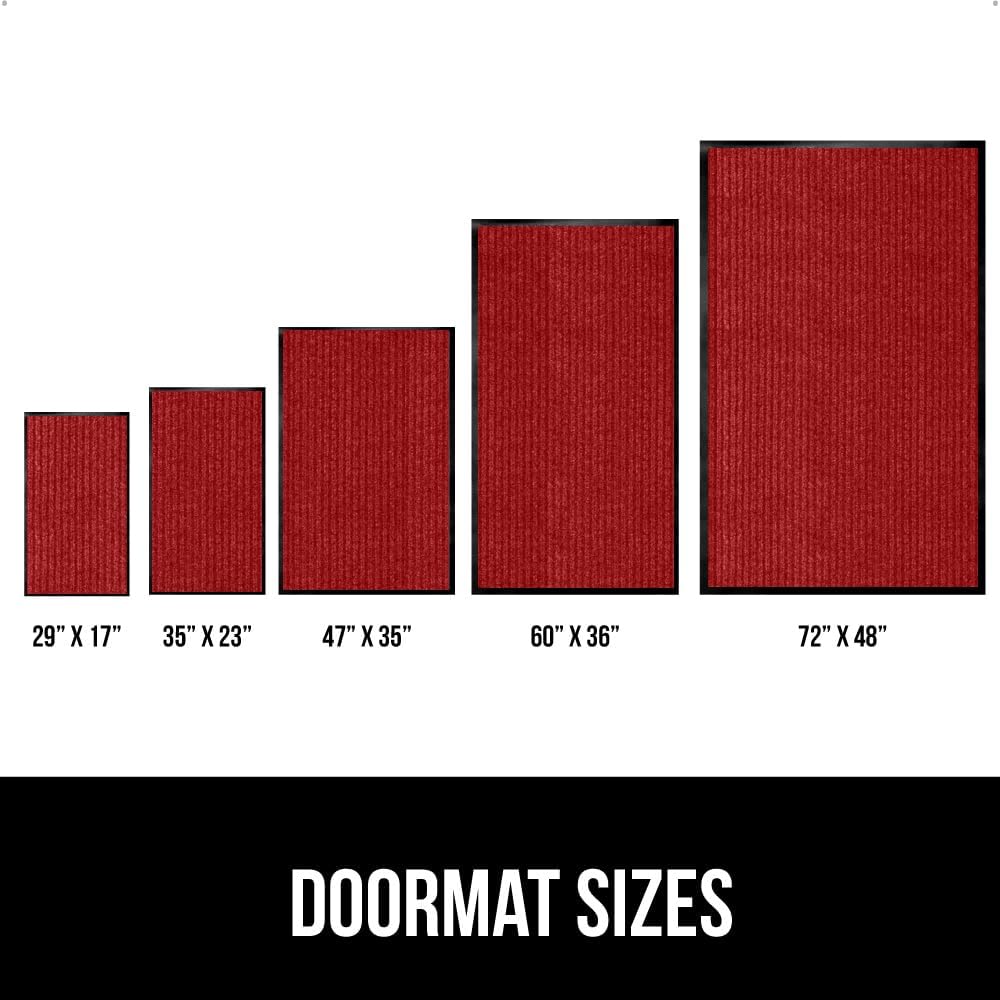GORILLA GRIP Traffic Guard Door Mat, 72x48, Heavy Duty Welcome Mats, Commercial Office Space Doormat, Waterproof, Fade Resistant, Strong Rubber Backing, Low Profile, Shoe and Boot Scraper, Red