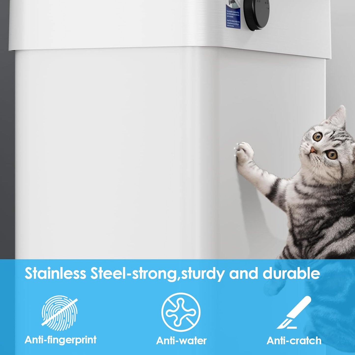 TLSUNNY 13.2 Gallon Motion Sensor Trash Can,Touchless Automatic Garbage Can,Brushed Stainless Steel Smart Bin,with Bag Holder,Soft Close Lid,for Kitchen,Office,RV,Bedroom,Living Room (White, 50L)