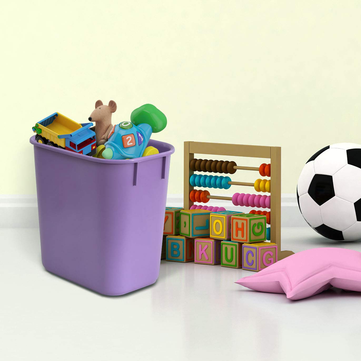 Acrimet Wastebasket, Deskside Bin, 3.25 Gallon/13 Quart/ 12 Liter (Plastic) (Purple Color) (Set of 4)