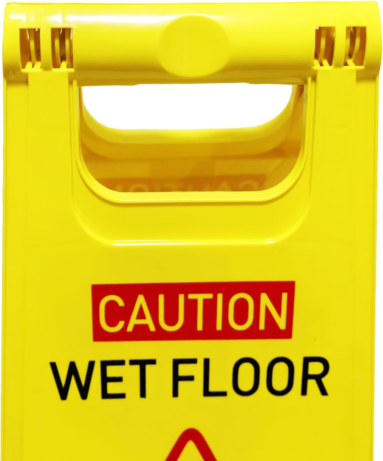 1-Pack Caution wet floor sign, 24 in. (approx. 60 cm) Height,Bright Yellow Double-Sided Folding A-Shaped Frame Design, Bilingual Caution Message