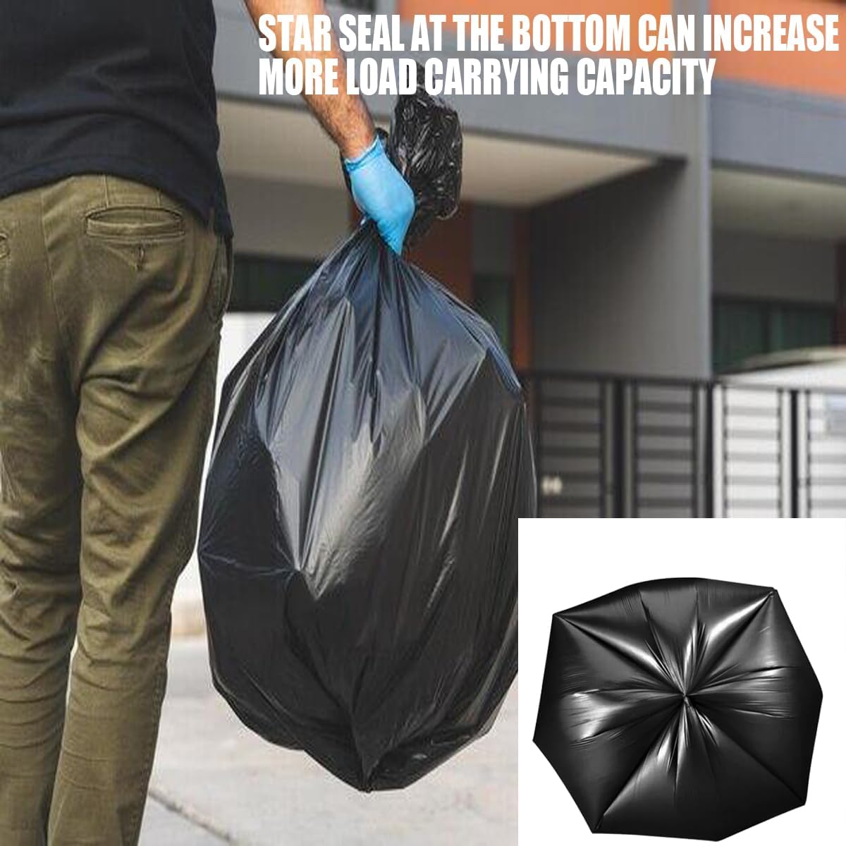 55-60 Gallon Trash Bags, 150 Count Bulk, Black Heavy Duty Garbage bags, Multi-purpose Trash Can Bin Liners for Business Home Commercial, Industrial Contractors, Storage, Outdoor