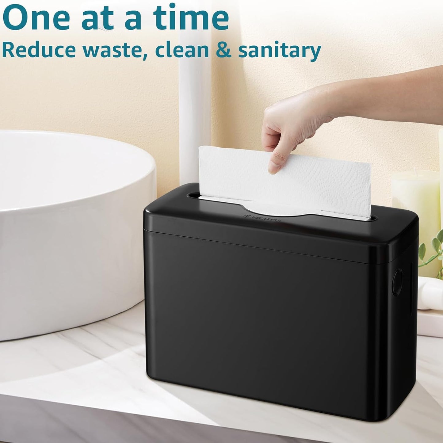 Multifold Paper Towel Dispenser Countertop, Heavy Duty Wide-Design, 300-Sheet Large Capacity Black Paper Towel Holder, Compatible with Tork, AmazonCommercial, Kleenex, Scott, Pacific Multifold Towels