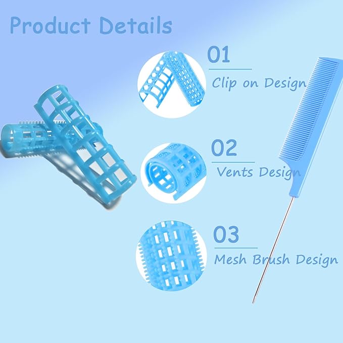 28PCS Heatless Snap-On Self-Grip Plastic Hair Curlers Set - DIY or Salon Hairstyling Tools (1.5cm/0.6in)