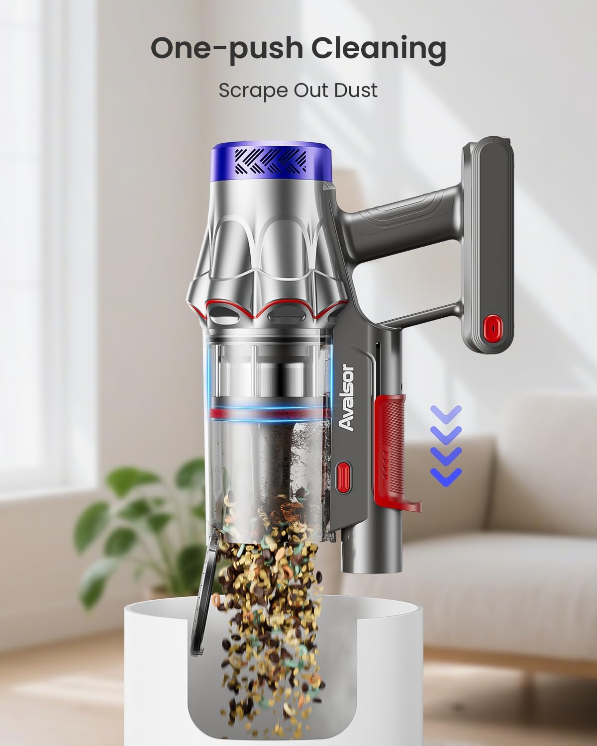 Cordless Vacuum Cleaner, 48KPa 580W 65Mins Vacuum Cleaner for Home, Anti-Tangle Self-standing Stick Vacuum with Scented Tablet, Upgraded Dust Cup Scraping, Vacuum Cordless for Pet Hair/Carpet/Floors