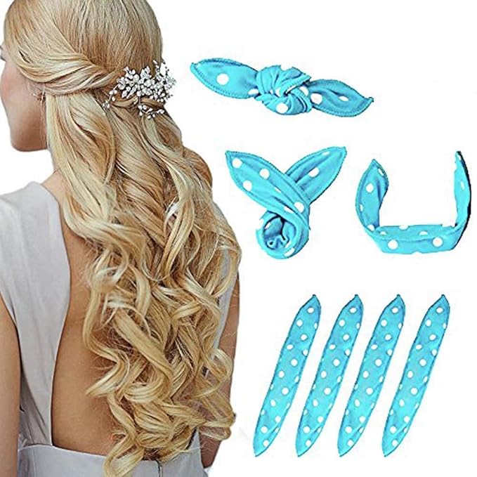 Foam Hair Curlers, Pillow Cloth Hair Rollers,No Heat Sleeping Soft Sponge Rollers for Long, Short, Thick & Thin Hair Spiral Curls Hair Styling Rollers (Blue)