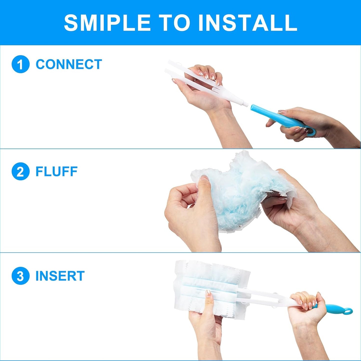 KeFanta Duster Refills for Swiffer Dusters, 180 Heavy Duty Multi Surface Refills & 1 Handle, Ceiling Fan Duster, Disposable Dusters for Cleaning (30 Count+1 Handle)