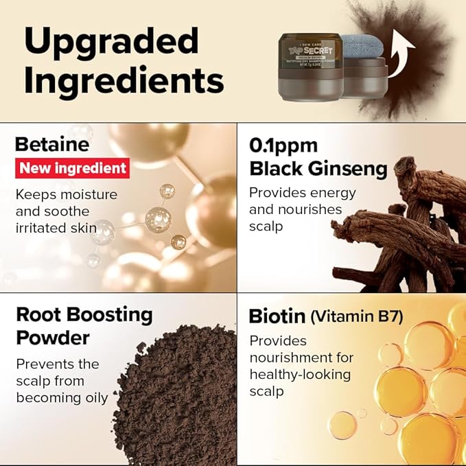 I DEW CARE Biotin Clarifying Dry Shampoo - Tap Secret Medium Brown | Strengthening & Volumizing, Powder Type, Refillable, Travel size, Non-aerosol, Brunette, Korean Ginseng, 0.25 Oz