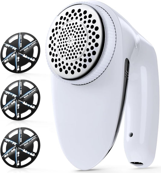 POPCHOSE Fabric Shaver, Rechargeable Lint Remover Defuzzer Sweater Shaver, Fuzz Remover for Clothes, Sweater, Furniture, Couch, Cashmere(Two 6-Leaf Blades Extra, Electrostatic Brush)…