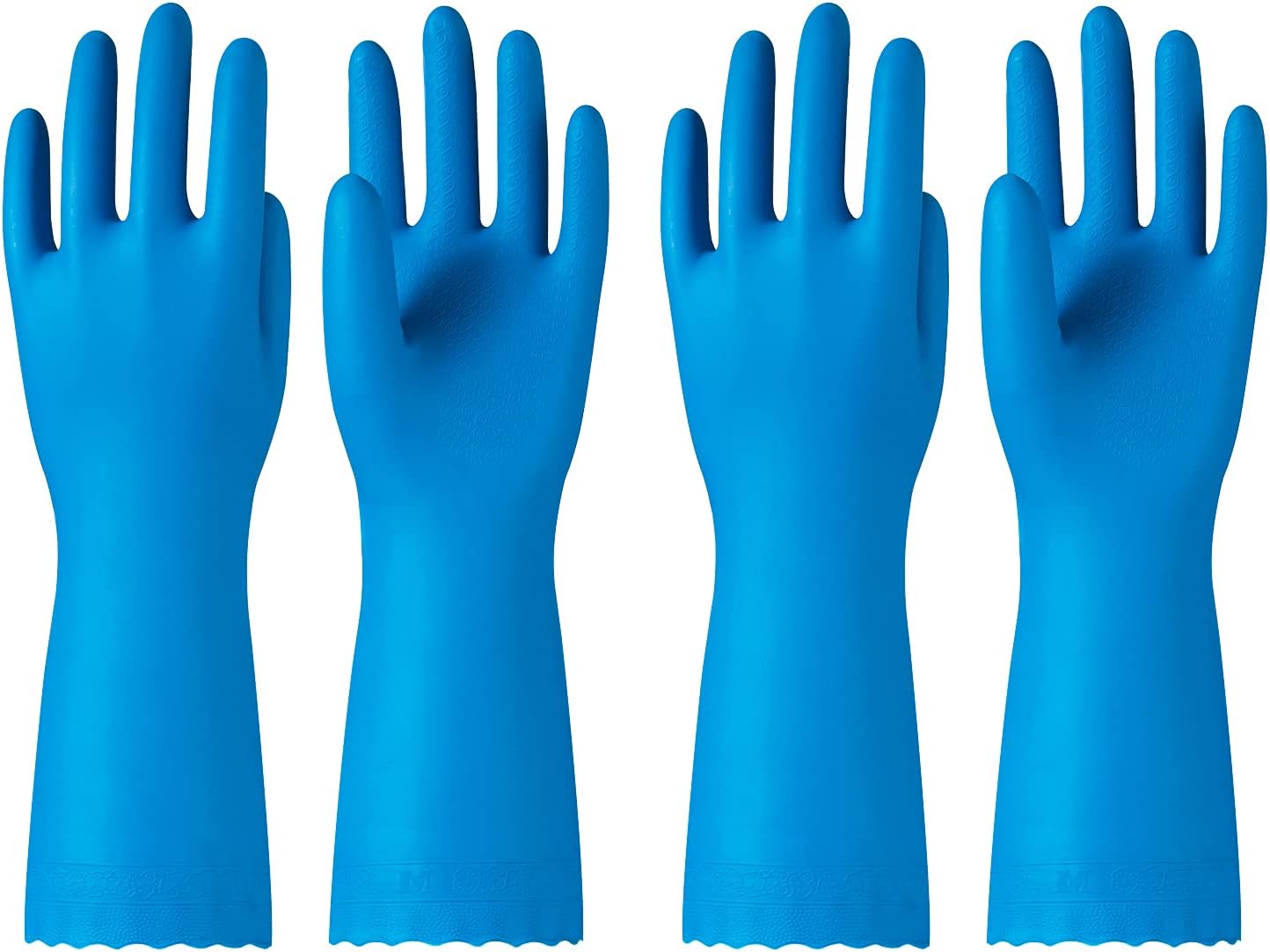 PACIFIC PPE 2 Pairs Reusable Dishwashing Cleaning Gloves with Latex Free, Cotton Lining, Kitchen Gloves, Blue, Medium
