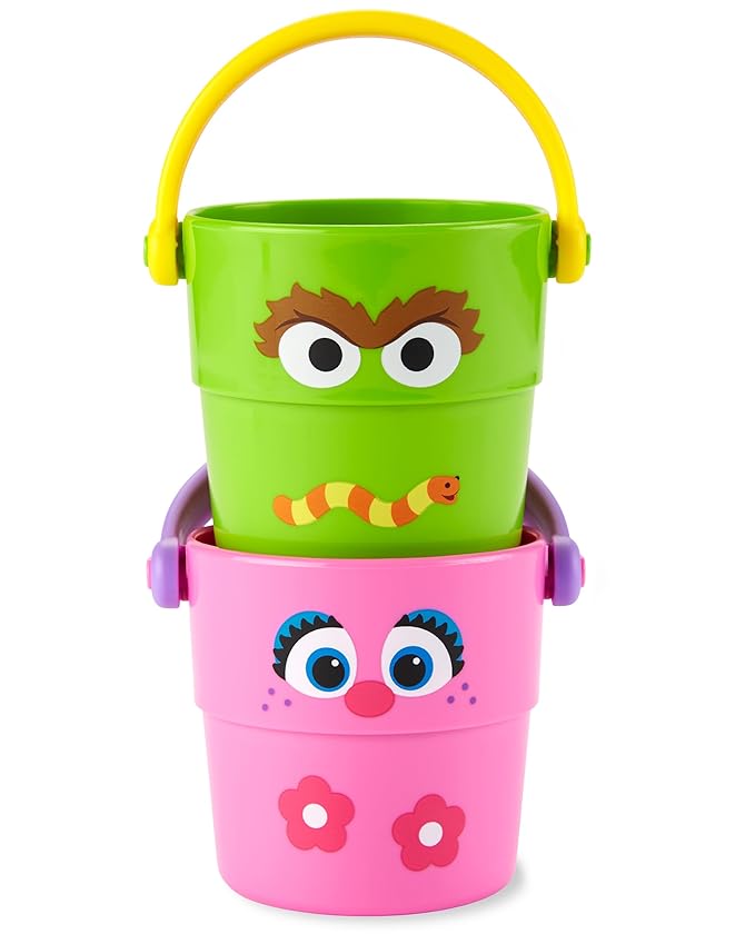 Skip Hop x Sesame Street Baby Bath Toy, Stack & Pour Bath Buckets