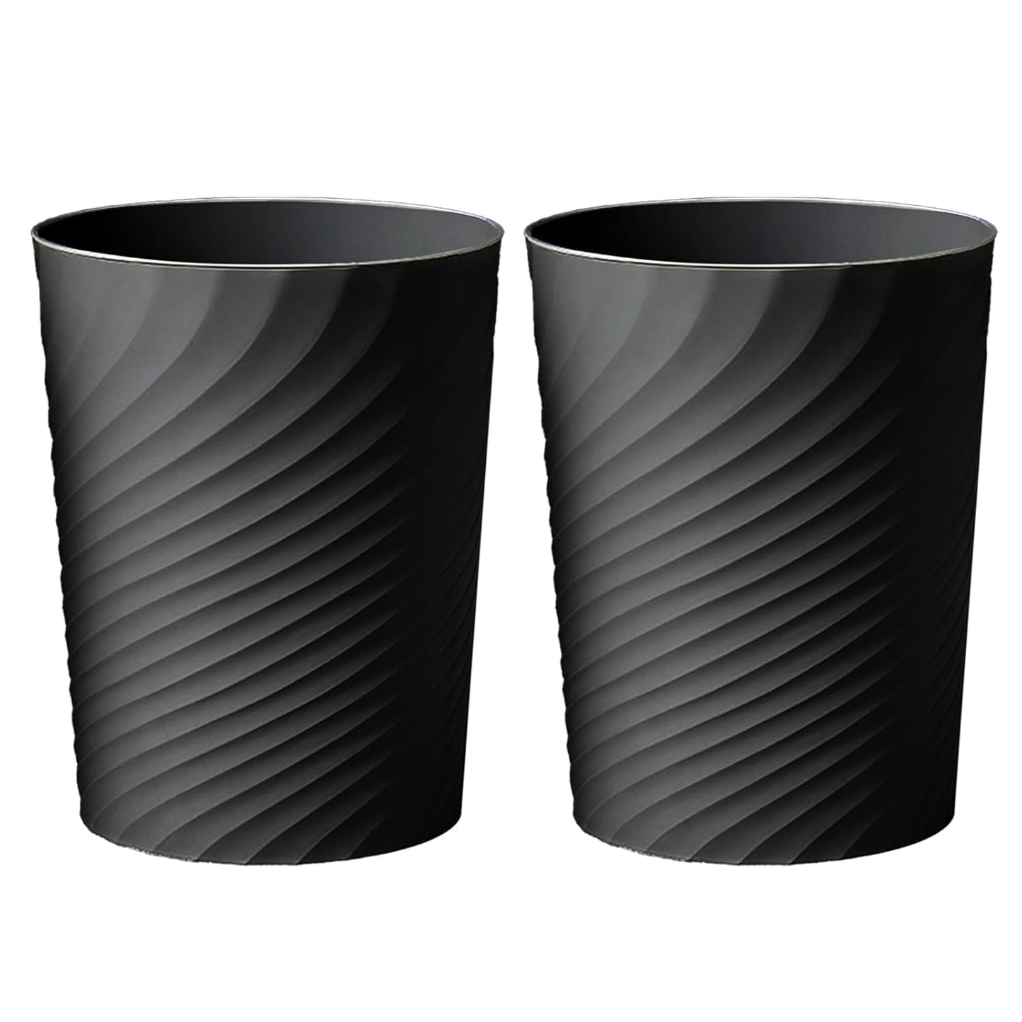 2 Pcak Small Bathroom Trash Can 1.8 Gallon Waste Basket Garbage Can for Bedroom Office Kitchen, Black