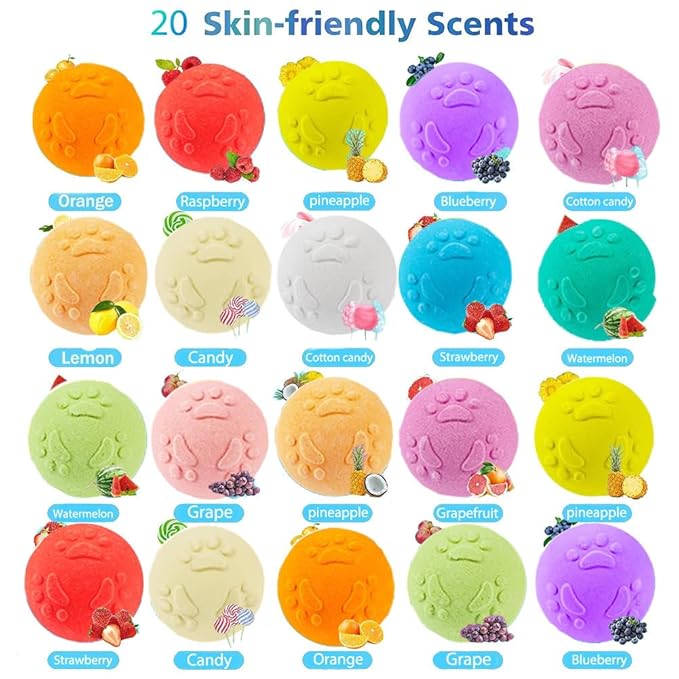 Bath Bombs for Kids with Surprise Inside for Boys Girls Toddlers 20 Pack Kids Gift Set Organic Bubble with Puppy Inside Natural Handmade