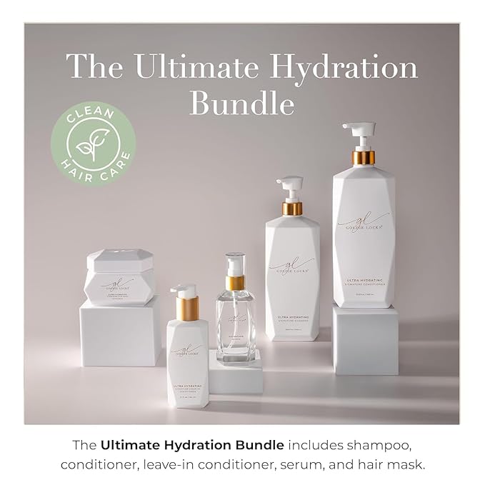 Goldie Locks Travel Size Ultra Hydrating Shampoo & Conditioner Set - Sulfate-Free, Paraben-Free - for Frizz Control, Shine & Strength - Color Safe & Extension Safe - Protein-Free - 2 x 3.4 fl oz