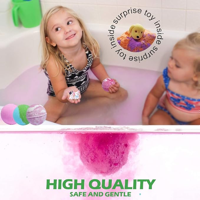 3.5 oz XL Bath Bombs for Kids with Puppy Toys Inside Kids Bath Bombs Organic Bubble Bath Fizzies Colorful Bomb 12 Pcs Set Birthday/Christmas Surprise Gift for Girls & Boys