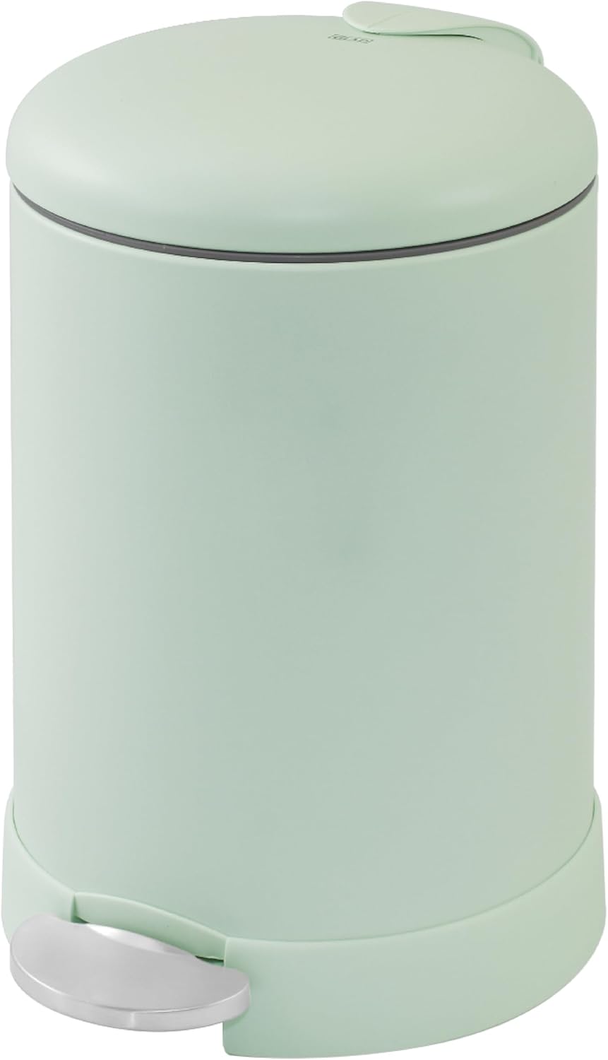Glad Small Trash Can, 1.2 Gallon | Round Stainless Steel Garbage Bin with Soft Close Lid & Step Foot Pedal | Metal Waste Basket with Removable Inner Bucket, Green