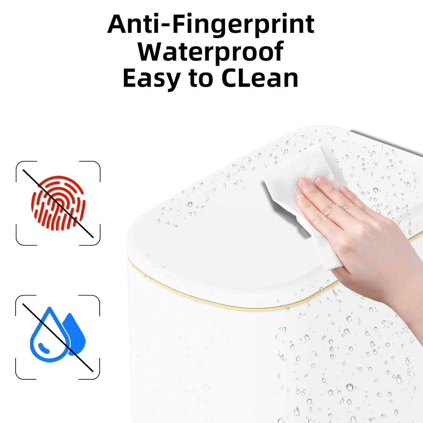 2.6 Gallon Slim Bathroom Trash Can with Soft Close Lid, 10L Stainless Steel Garbage Can with Removable Liner Bucket, for Narrow Spaces, Bathroom, Bedroom (White)